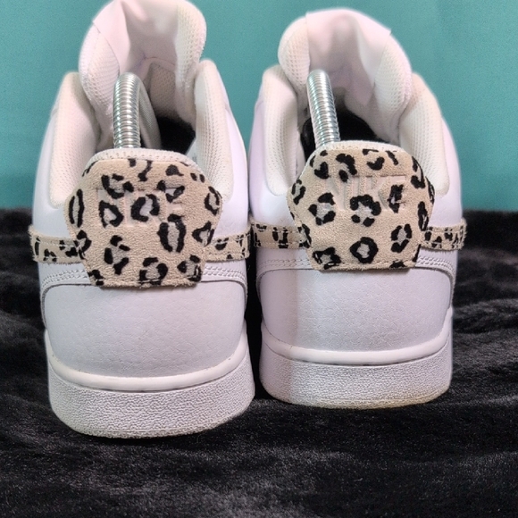 Nike White Sneakers with Leopard Print Swoosh - Picture 5 of 11